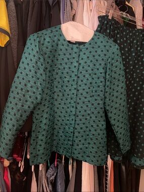 Polka Dot Textured Midi Dress - Teal/Black